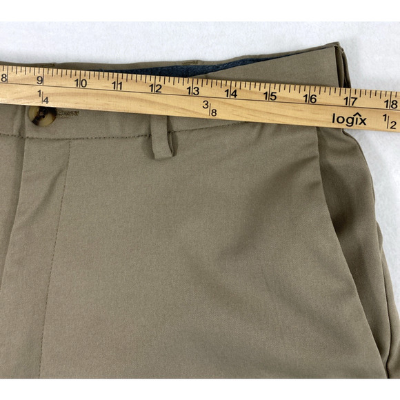Haggar Cool‎ Right Performance Flex Pants Mens 34 x 33 Khaki Tan Dress Slacks - Picture 8 of 11